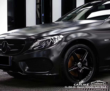 CL-EM-01 فيلم التفاف السيارة السوداء الساتان المعدني الكهربائي لسيارات MERCEDES-BENZ Russia