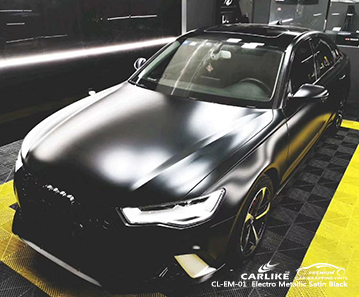 CL-EM-01 الساتان المعدني الكهربائي الأسود للسيارة التفاف الفينيل غير لامع ل AUDI Vanuatu