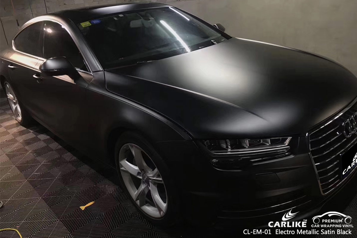 CL-EM-01 ELECTRO METALLIC SATIN BLACK CAR WRAP VINYL for AUDI