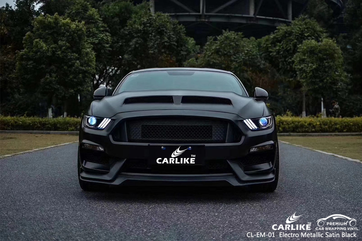 CL-EM-01 electro metallic satin black car wrap vinyl for FORD MUSTANG