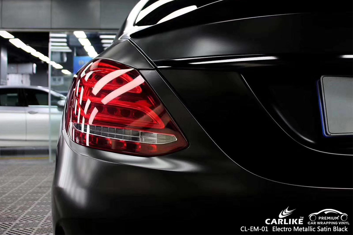 CL-EM-01 electro metallic satin black car wrap vinyl for MERCEDES-BENZ