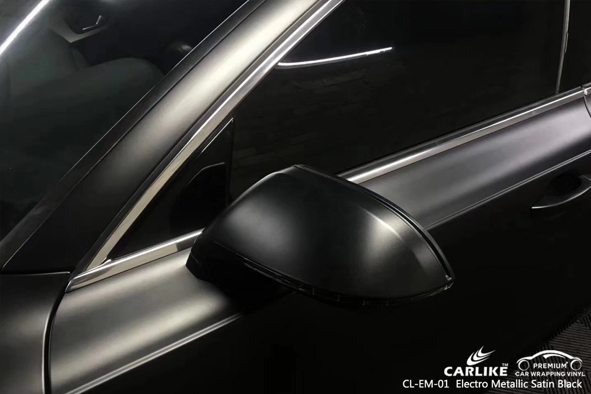 CL-EM-01 ELECTRO METALLIC SATIN BLACK CAR WRAP VINYL for AUDI