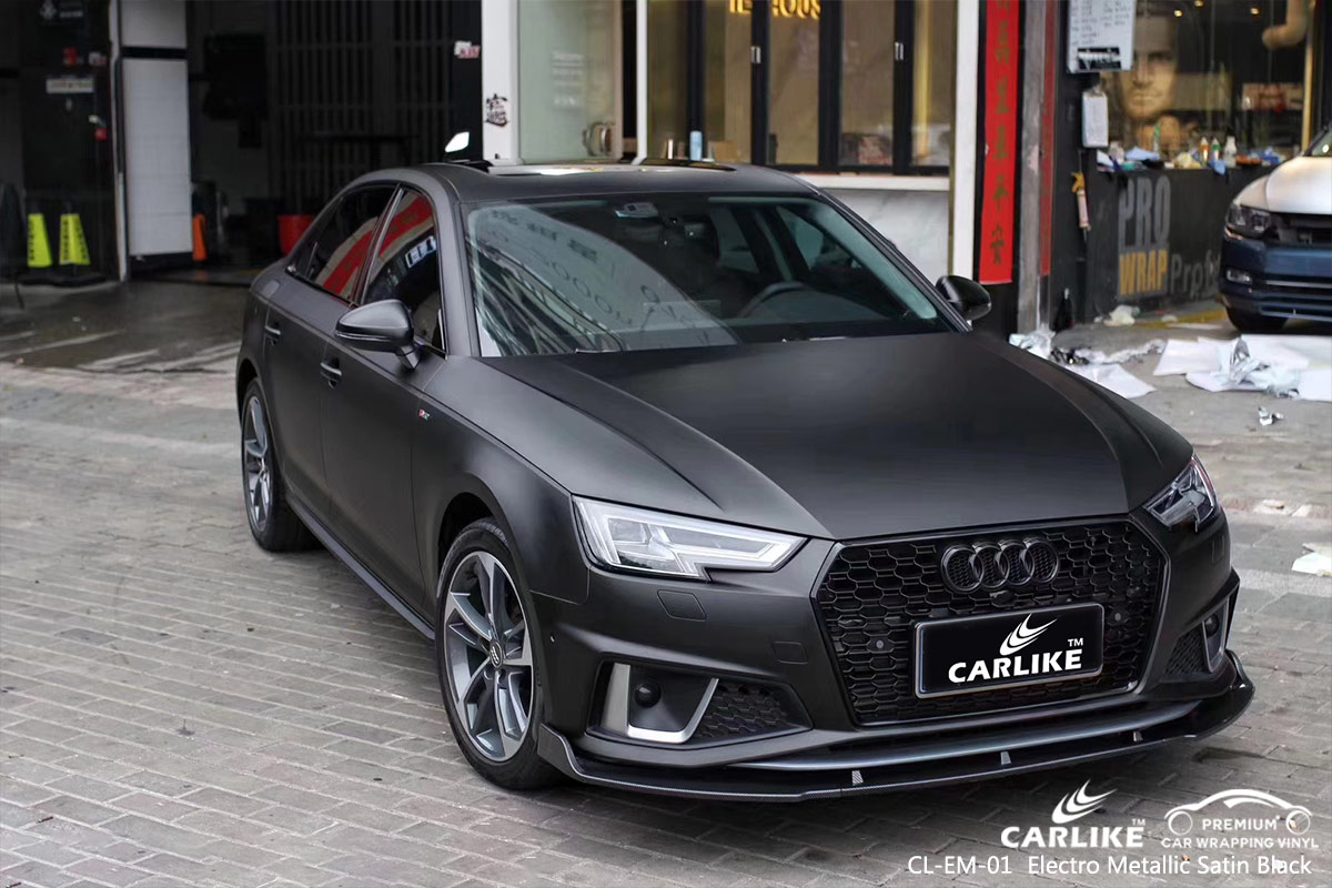 CL-EM-01 electro metallic satin black car wrap vinyl for AUDI