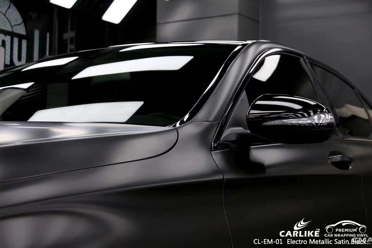 CL-EM-01 electro metallic satin black car wrap vinyl for MERCEDES-BENZ