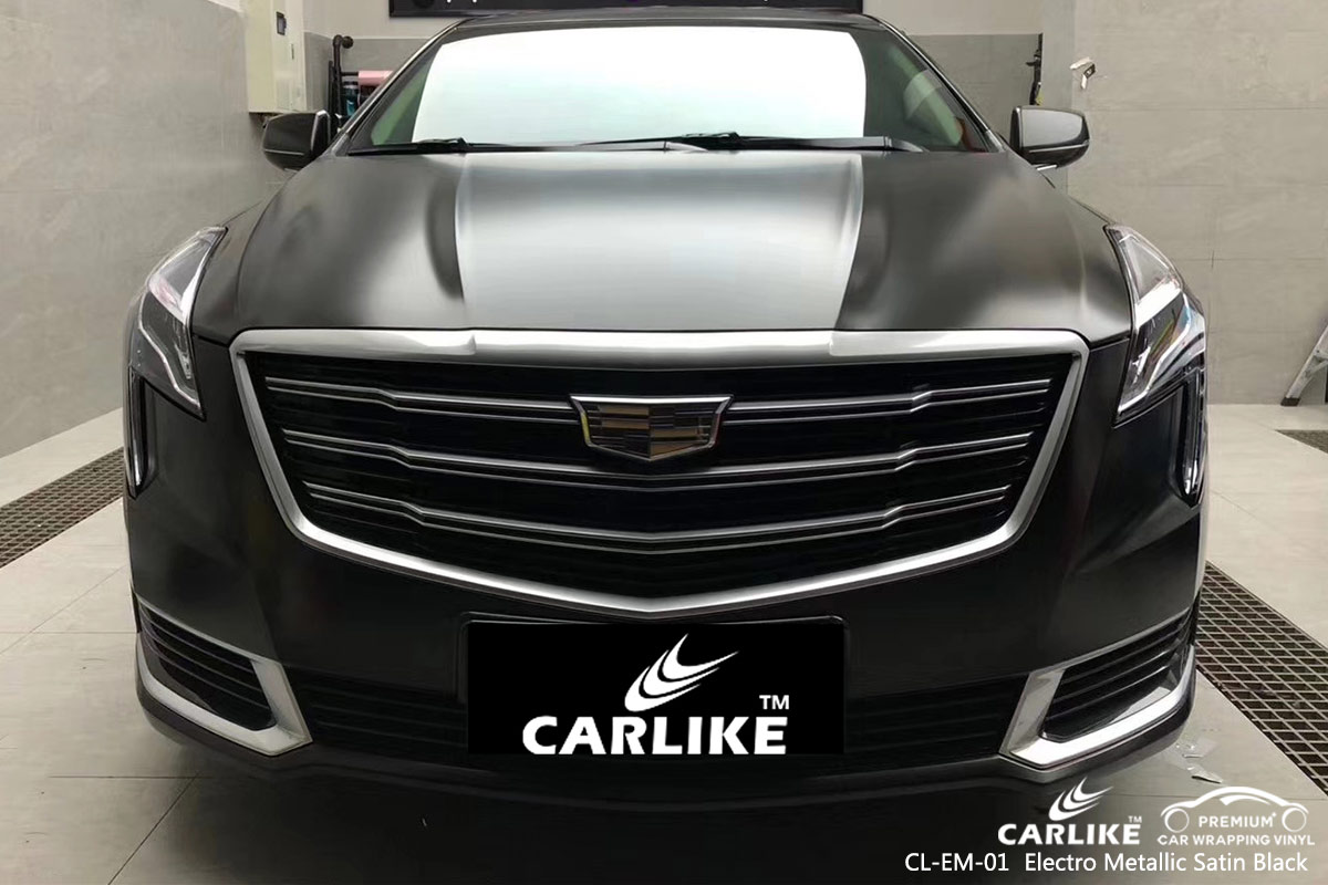 CL-EM-01 ELECTRO METALLIC SATIN BLACK CAR WRAP VINYL for CADILLAC