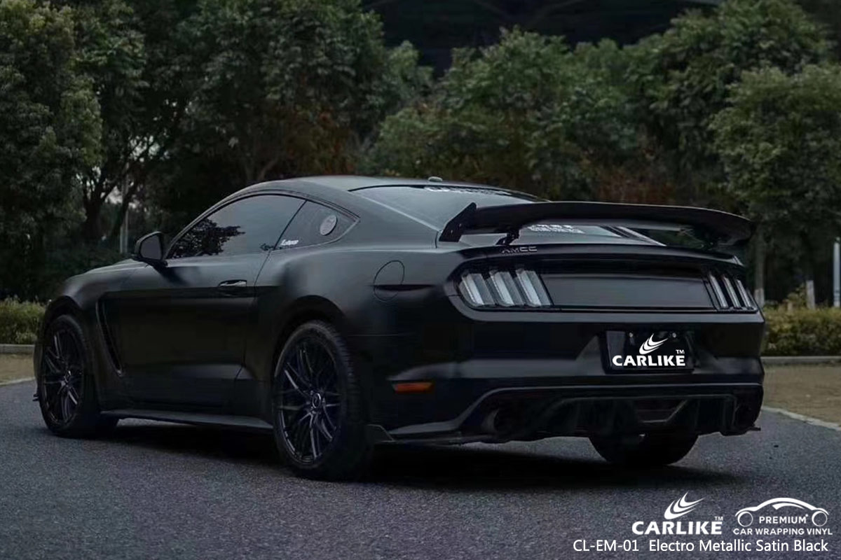 CL-EM-01 electro metallic satin black car wrap vinyl for FORD MUSTANG