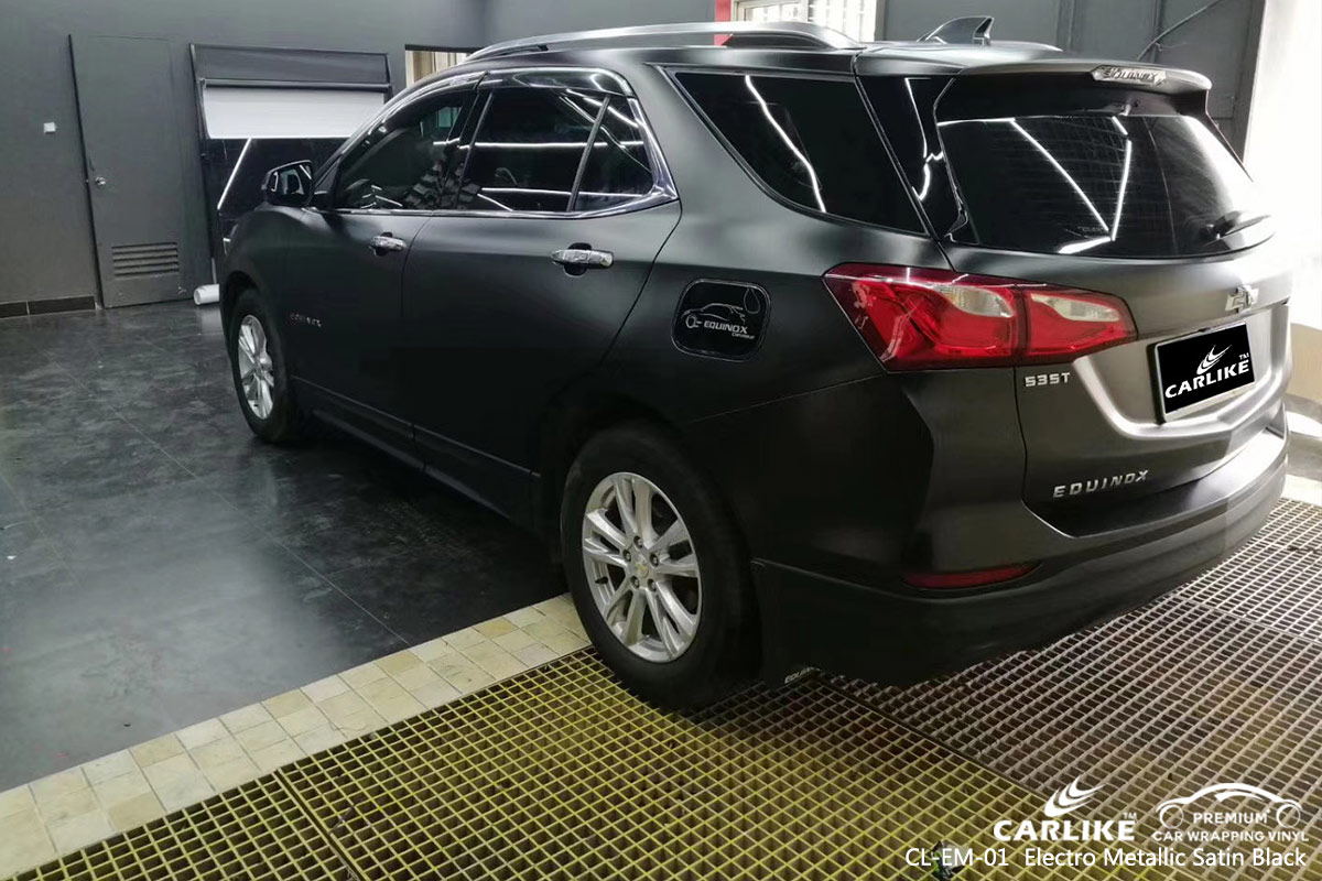 CL-EM-01 electro metallic satin black car wrap vinyl for CHEVROLET