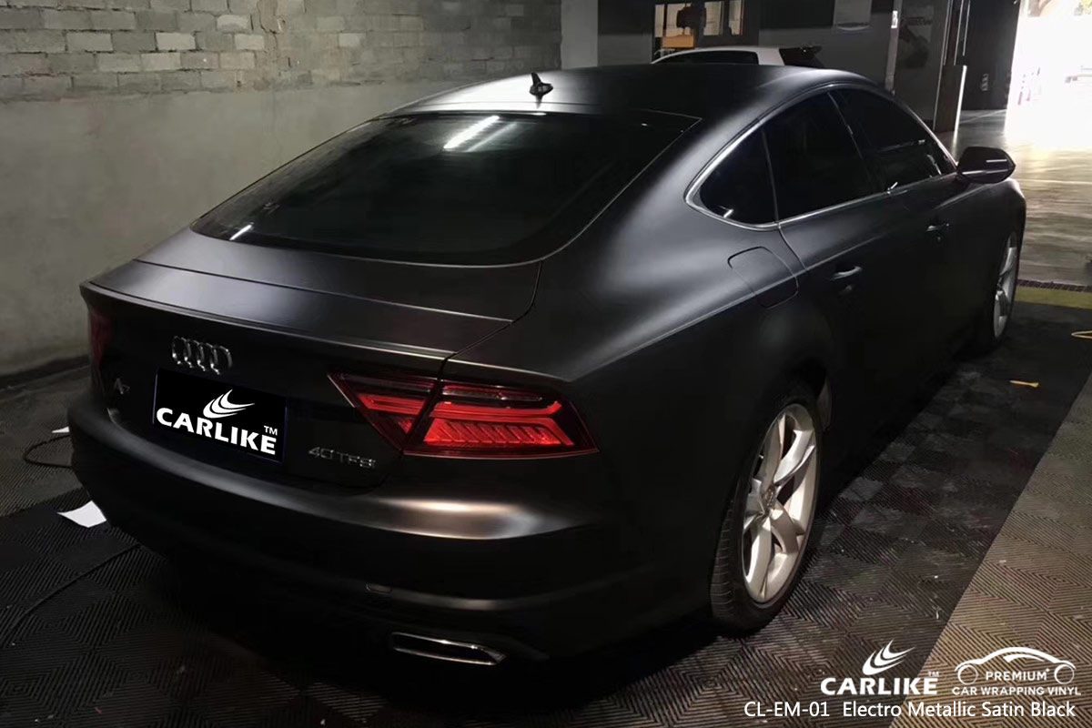 CL-EM-01 ELECTRO METALLIC SATIN BLACK CAR WRAP VINYL for AUDI