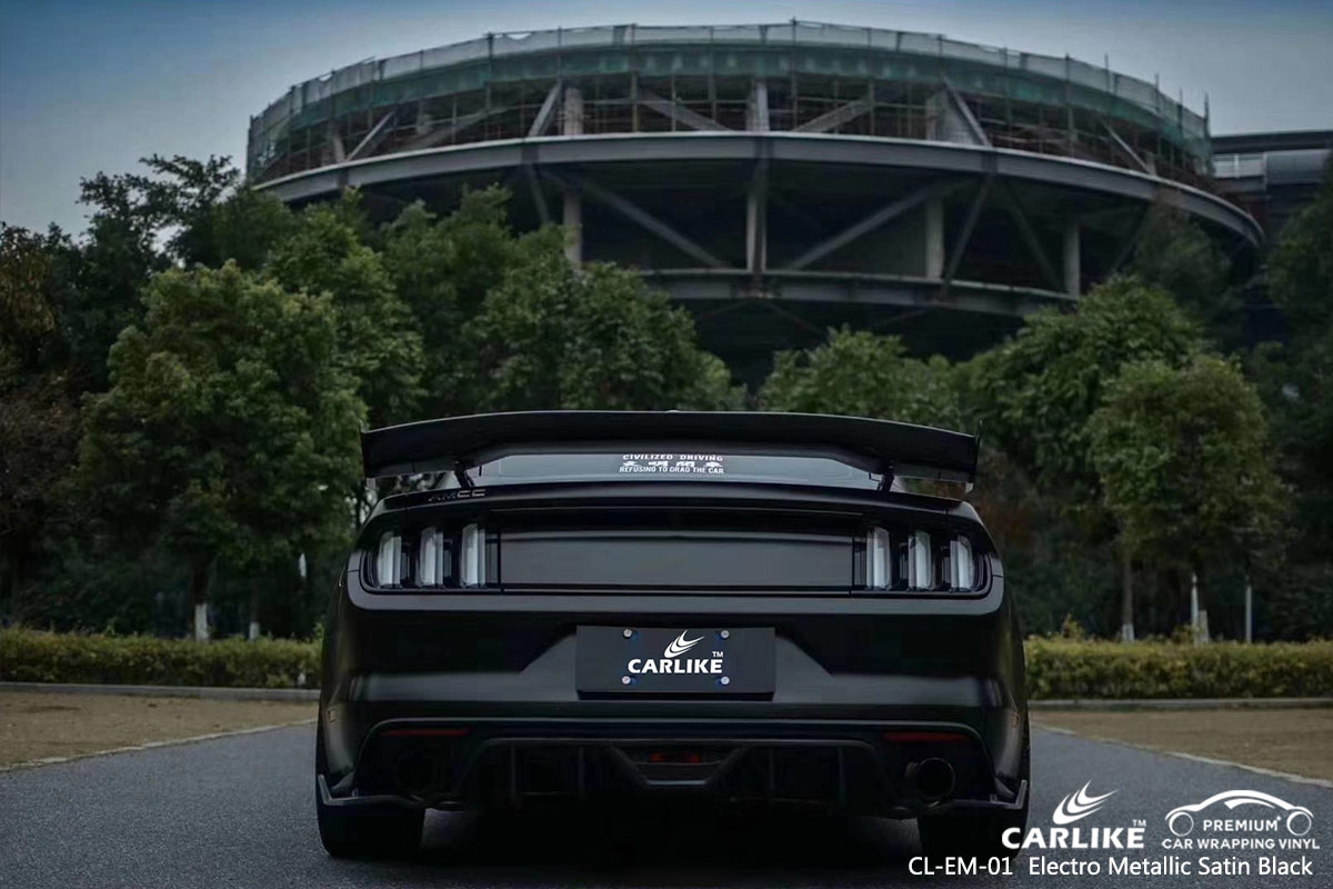 CL-EM-01 electro metallic satin black car wrap vinyl for FORD MUSTANG