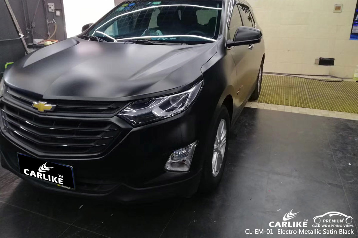 CL-EM-01 electro metallic satin black car wrap vinyl for CHEVROLET