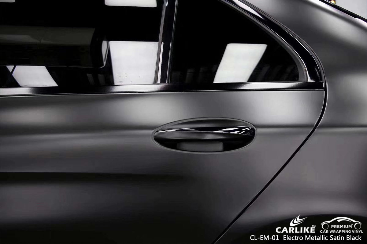 CL-EM-01 electro metallic satin black car wrap vinyl for MERCEDES-BENZ