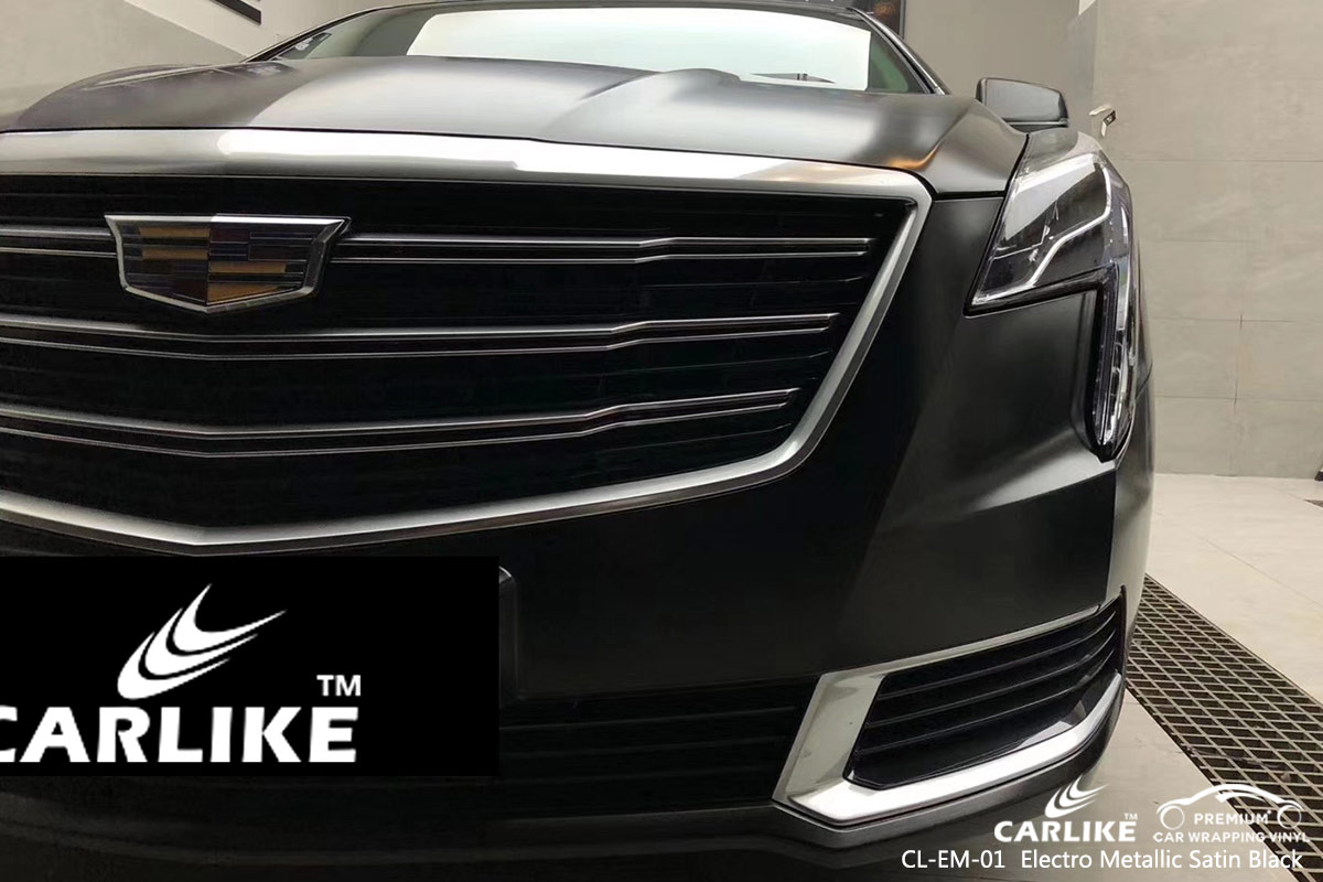 CL-EM-01 ELECTRO METALLIC SATIN BLACK CAR WRAP VINYL for CADILLAC
