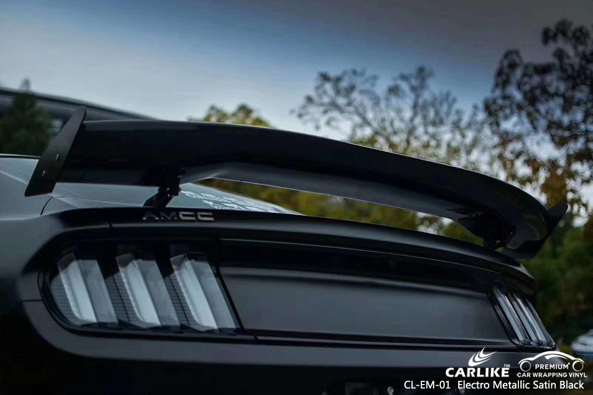 CL-EM-01 electro metallic satin black car wrap vinyl for FORD MUSTANG