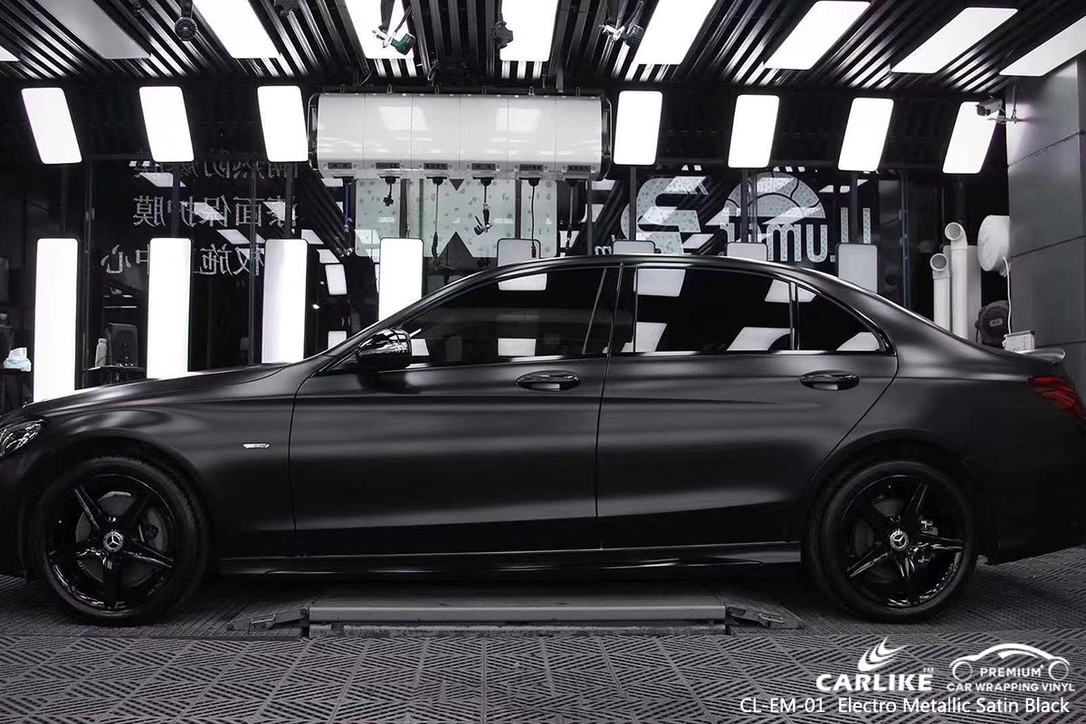 CL-EM-01 electro metallic satin black car wrap vinyl for MERCEDES-BENZ