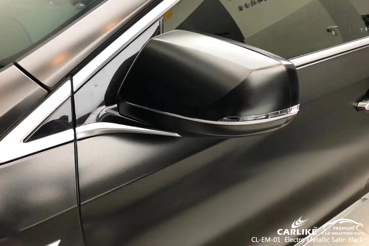 CL-EM-01 ELECTRO METALLIC SATIN BLACK CAR WRAP VINYL for CADILLAC