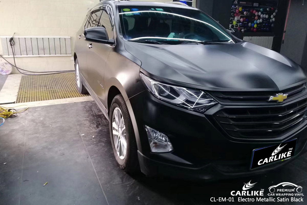 CL-EM-01 electro metallic satin black car wrap vinyl for CHEVROLET