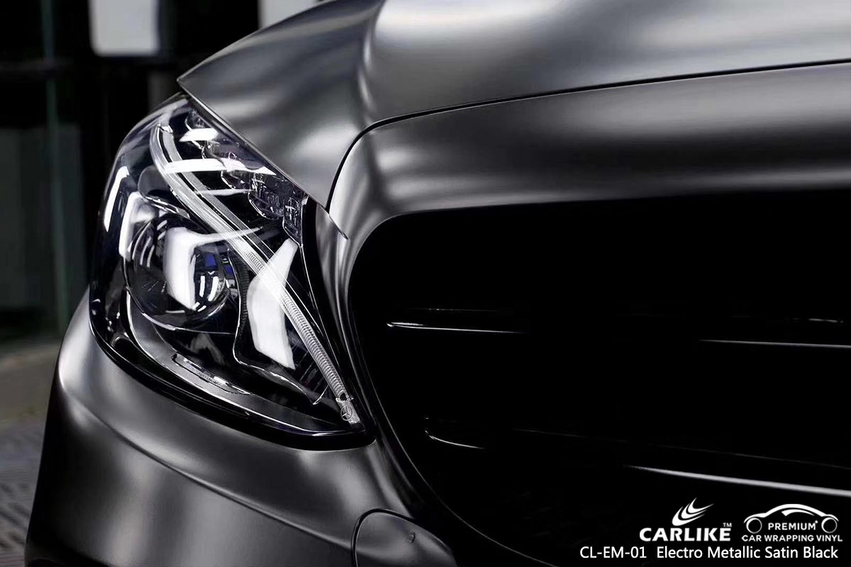 CL-EM-01 electro metallic satin black car wrap vinyl for MERCEDES-BENZ