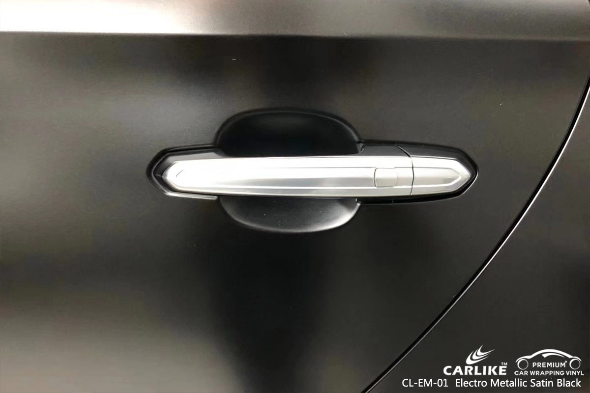 CL-EM-01 ELECTRO METALLIC SATIN BLACK CAR WRAP VINYL for CADILLAC