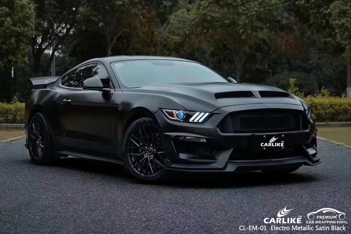 CL-EM-01 electro metallic satin black car wrap vinyl for FORD MUSTANG