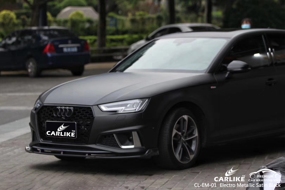 CL-EM-01 electro metallic satin black car wrap vinyl for AUDI
