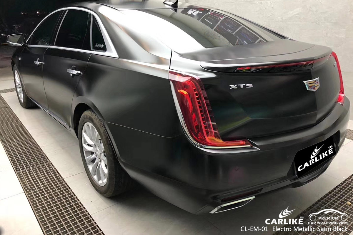 CL-EM-01 ELECTRO METALLIC SATIN BLACK CAR WRAP VINYL for CADILLAC