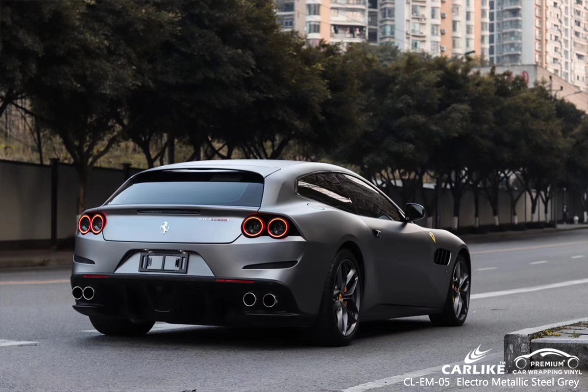 CL-EM-05 electro metallic steel grey car wrap vinyl for FERRARI
