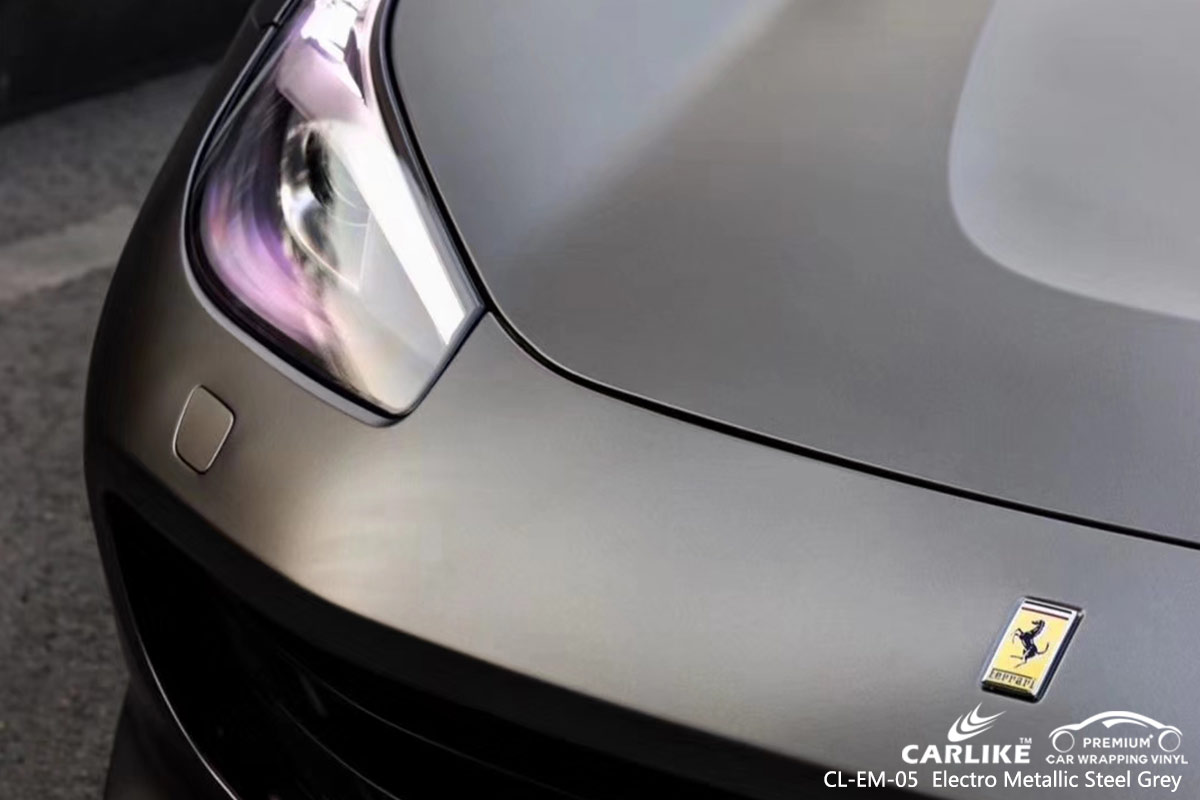 CL-EM-05 electro metallic steel grey car wrap vinyl for FERRARI