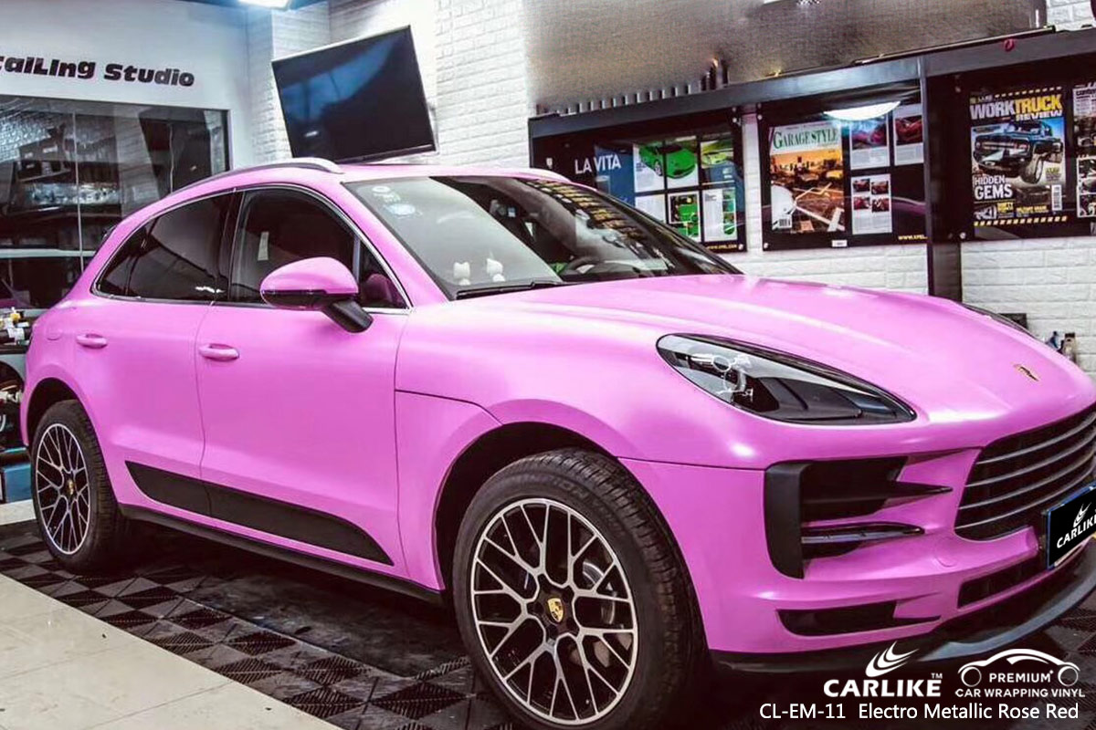 CL-EM-11 ELECTRO METALLIC ROSE RED CAR WRAP VINYL for PORSCHE