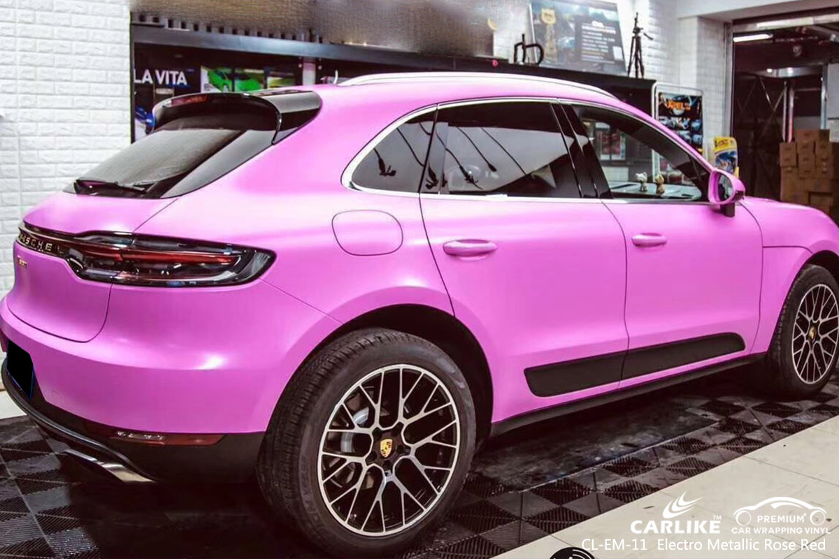 CL-EM-11 ELECTRO METALLIC ROSE RED CAR WRAP VINYL for PORSCHE