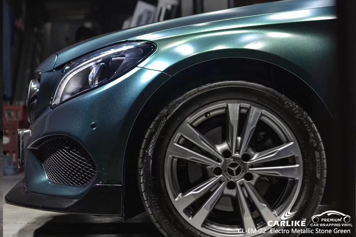 CLEM22 electro metallic stone green car foil wrap vinyl for MERCEDES