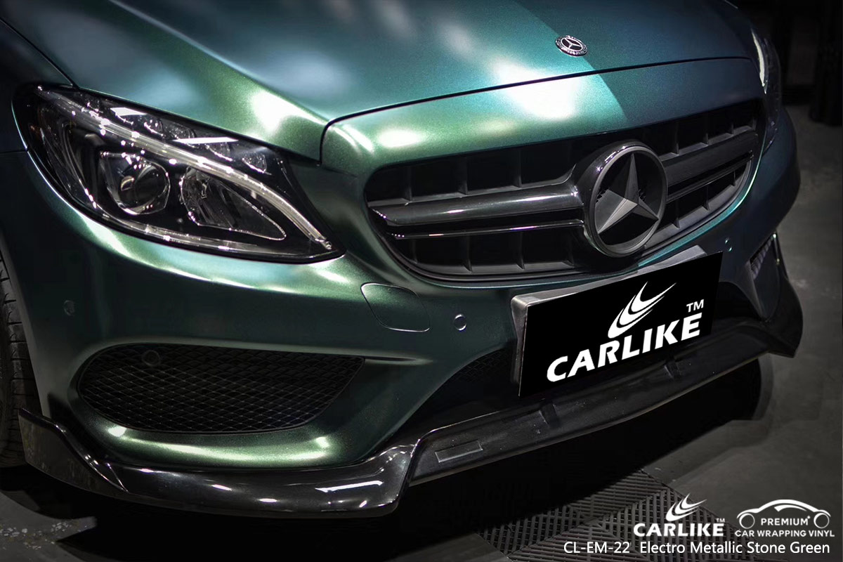 CLEM22 electro metallic stone green car foil wrap vinyl for MERCEDES