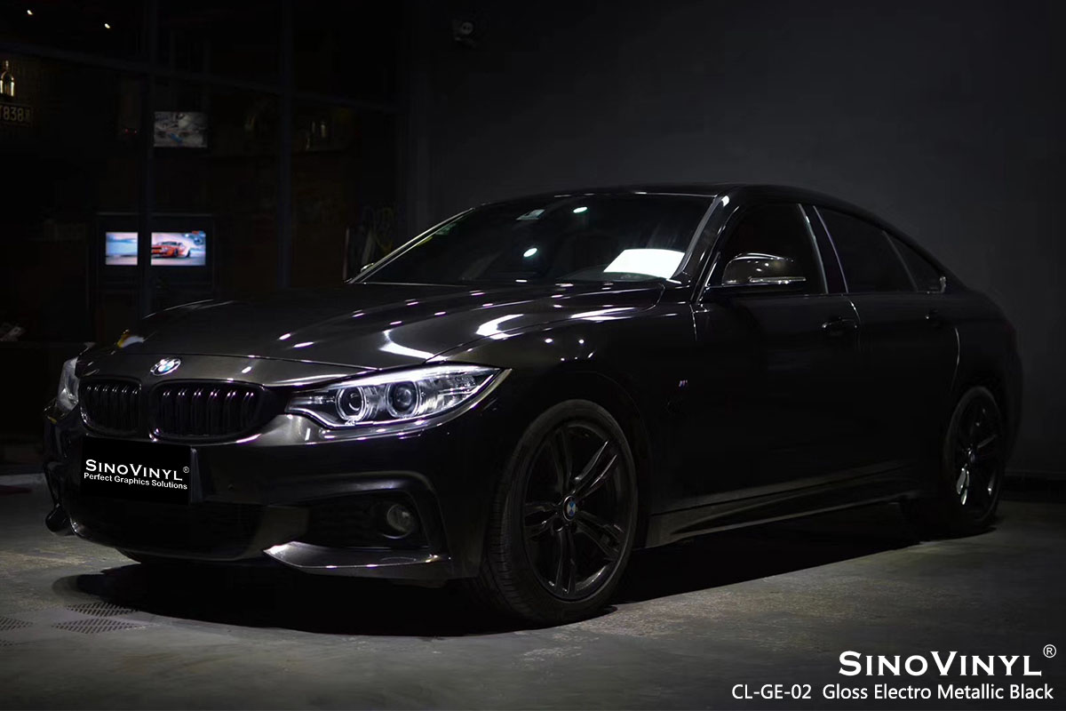 CL-GE-02 Gloss Electro Metallic Black car wrap vinyl for BMW