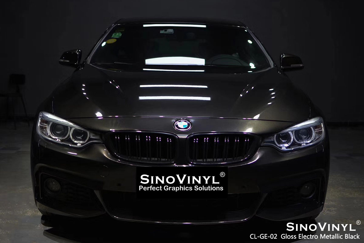 CL-GE-02 Gloss Electro Metallic Black car wrap vinyl for BMW