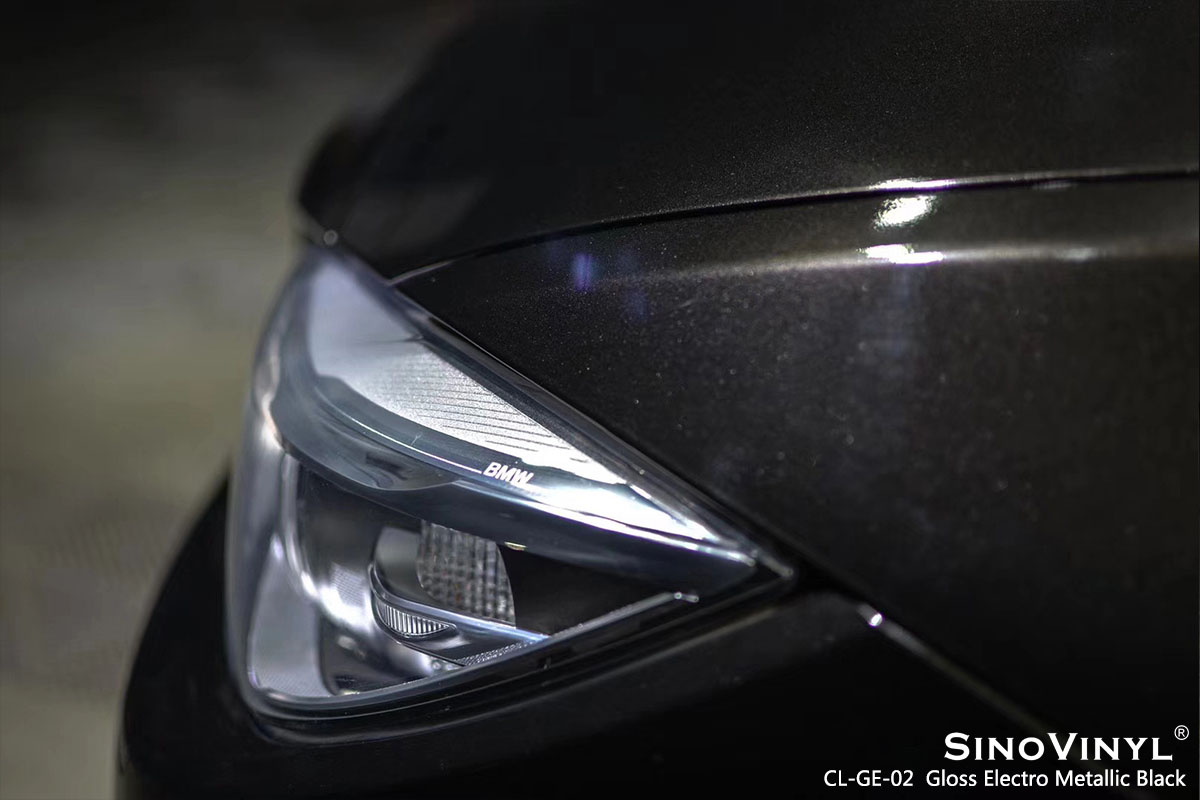 CL-GE-02 Gloss Electro Metallic Black car wrap vinyl for BMW