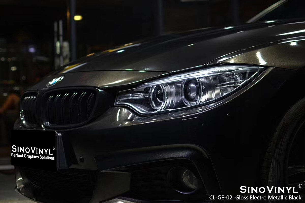 CL-GE-02 Gloss Electro Metallic Black car wrap vinyl for BMW