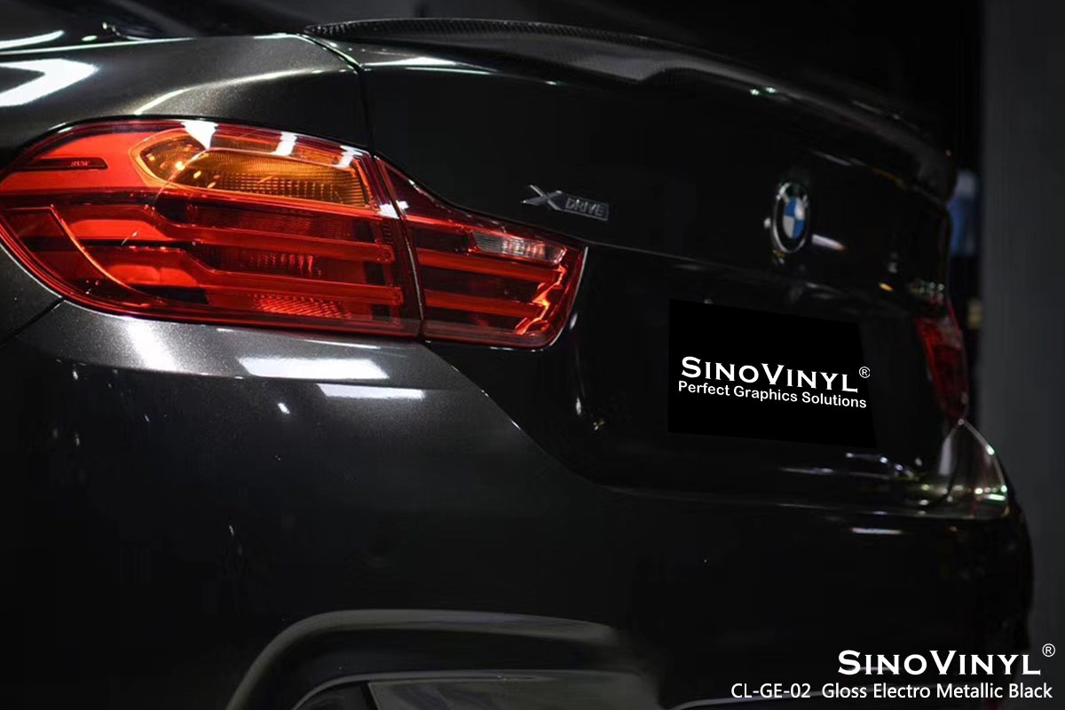 CL-GE-02 Gloss Electro Metallic Black car wrap vinyl for BMW
