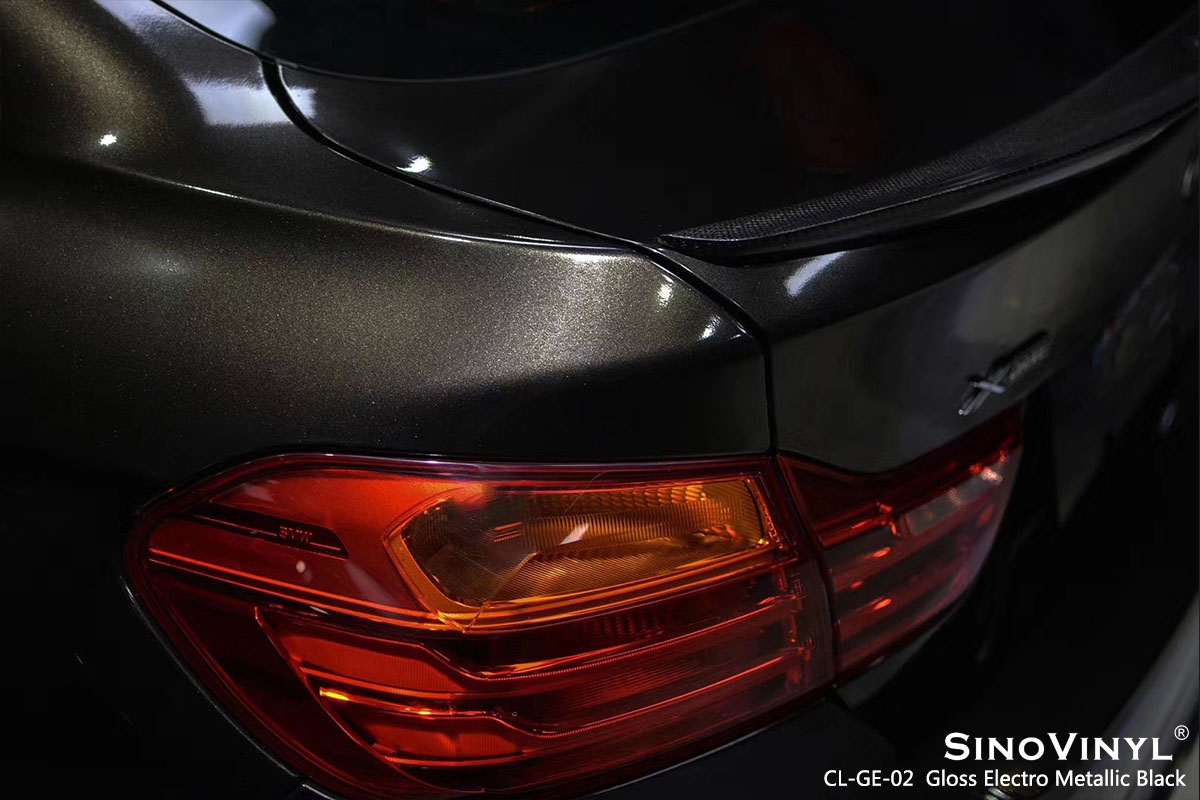 CL-GE-02 Gloss Electro Metallic Black car wrap vinyl for BMW