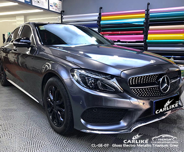 CL-GE-07 gloss electro metallic titanium grey car wrap vinyl for MERCEDES-BENZ