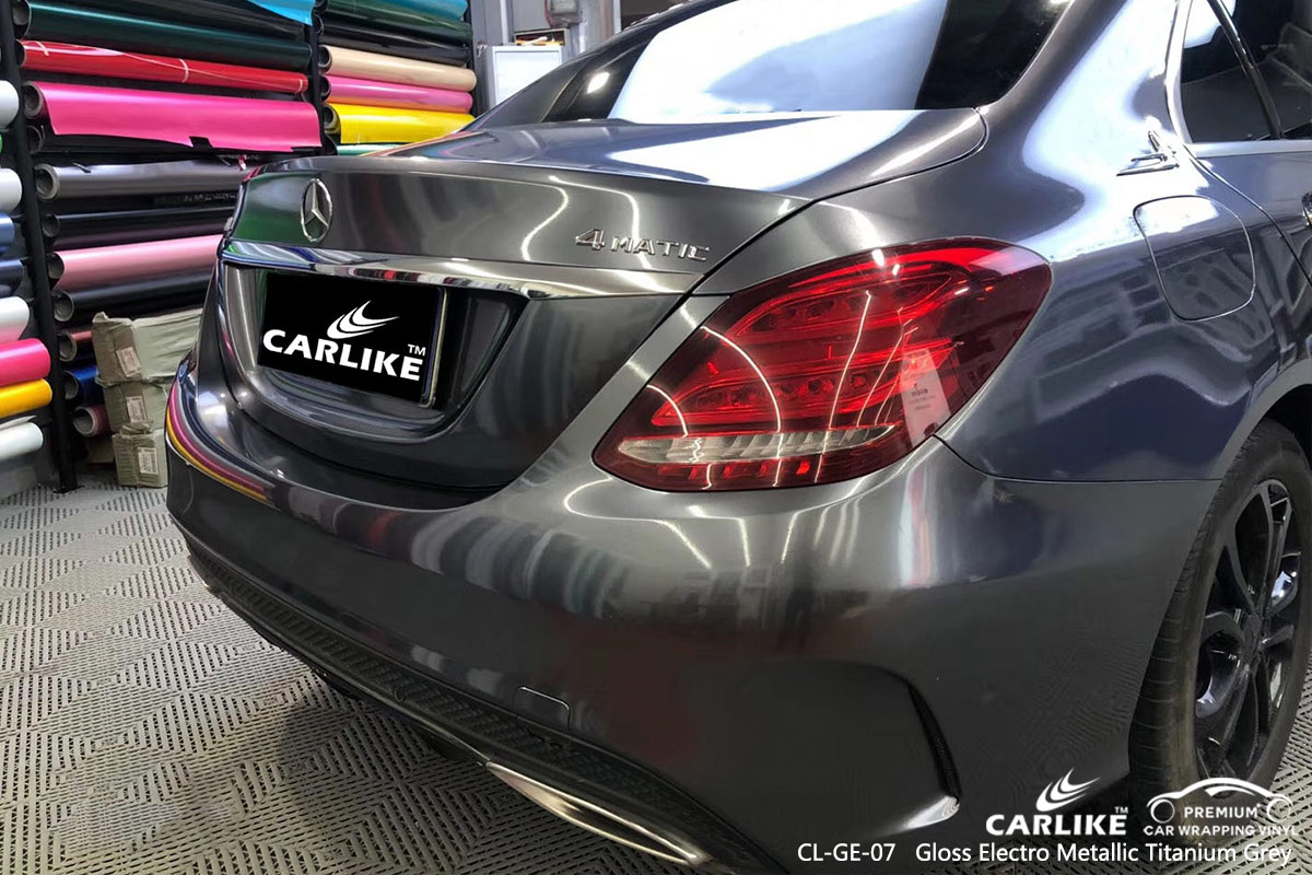 CL-GE-07 GLOSS ELECTRO METALLIC TITANIUM GREY CAR WRAP VINYL for MERCEDES-BENZ