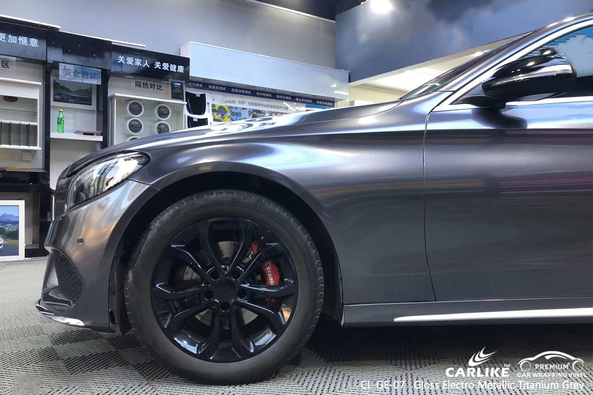 CL-GE-07 GLOSS ELECTRO METALLIC TITANIUM GREY CAR WRAP VINYL for MERCEDES-BENZ