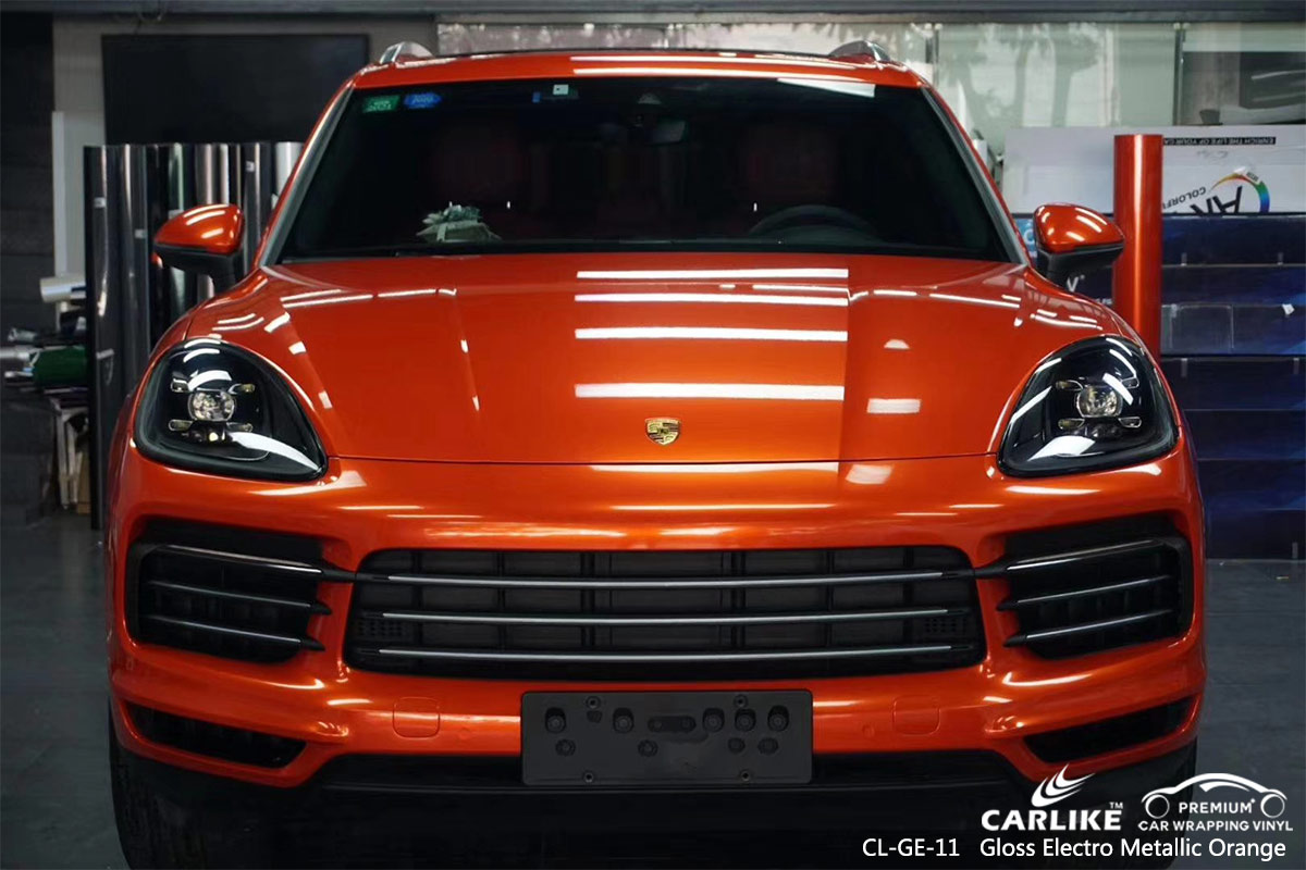 CL-GE-11 gloss electro metallic orange car wrap film for PORSCHE Liechtenstein