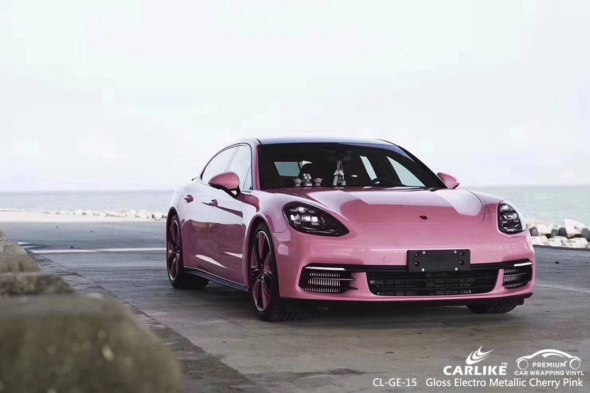CL-GE-15 GLOSS ELECTRO METALLIC CHERRY PINK CAR WRAP VINYL for PORSCHE