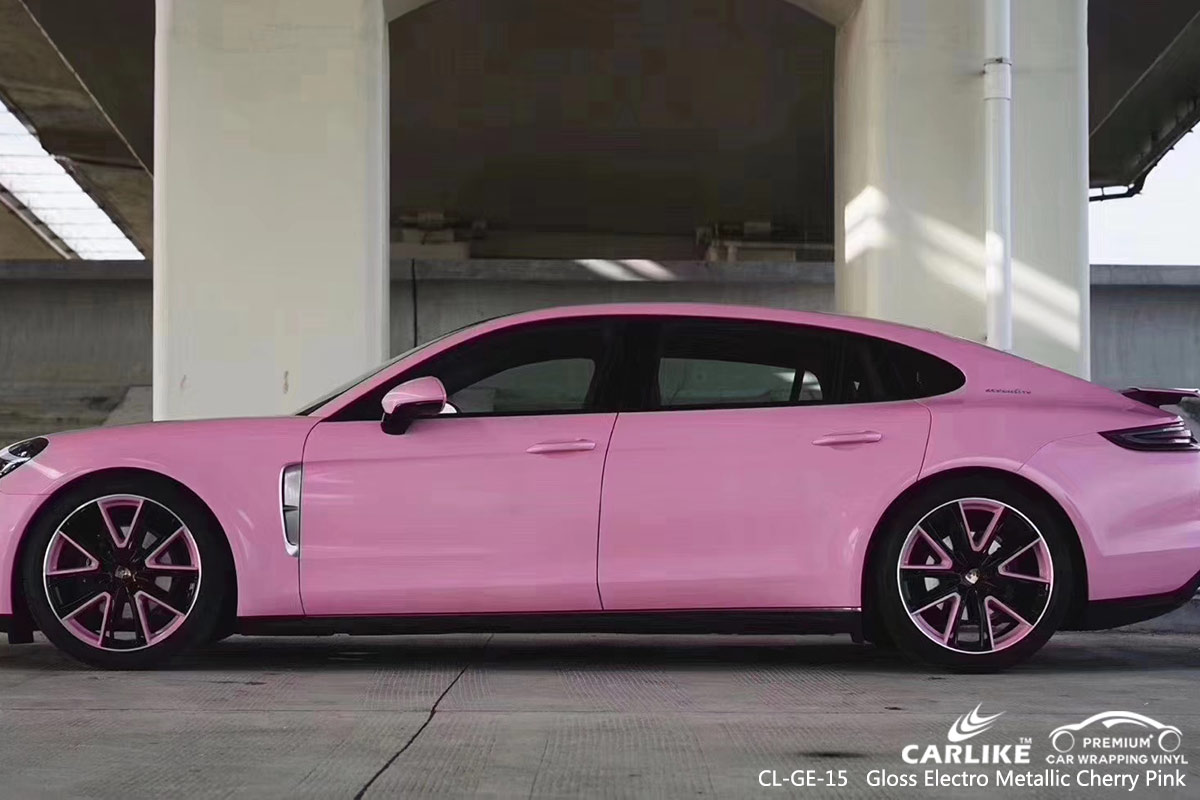CL-GE-15 GLOSS ELECTRO METALLIC CHERRY PINK CAR WRAP VINYL for PORSCHE