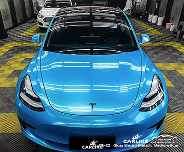 CL-GE-22 لامع كهربائي لامع متوسط أزرق autobike سيارة عالية اللمعان الفينيل التفاف لتيسلا تركمانستان