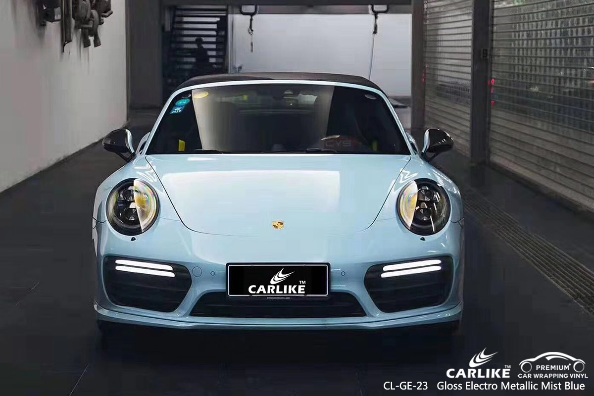 CL-GE-23 GLOSS ELECTRO METALLIC MIST BLUE CAR WRAP VINYL for PORSCHE