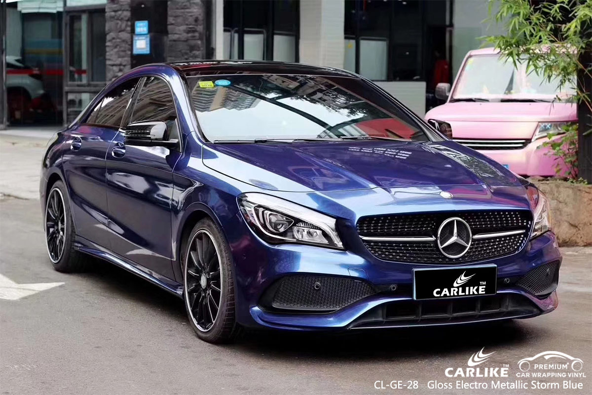 CL-GE-28 GLOSS ELECTRO METALLIC STORM BLUE CAR WRAP VINYL for MERCEDES-BENZ