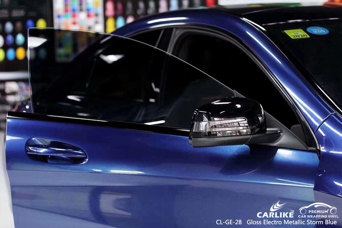 CL-GE-28 GLOSS ELECTRO METALLIC STORM BLUE CAR WRAP VINYL for MERCEDES-BENZ