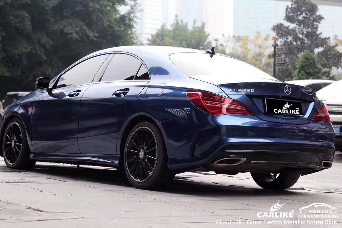 CL-GE-28 GLOSS ELECTRO METALLIC STORM BLUE CAR WRAP VINYL for MERCEDES-BENZ