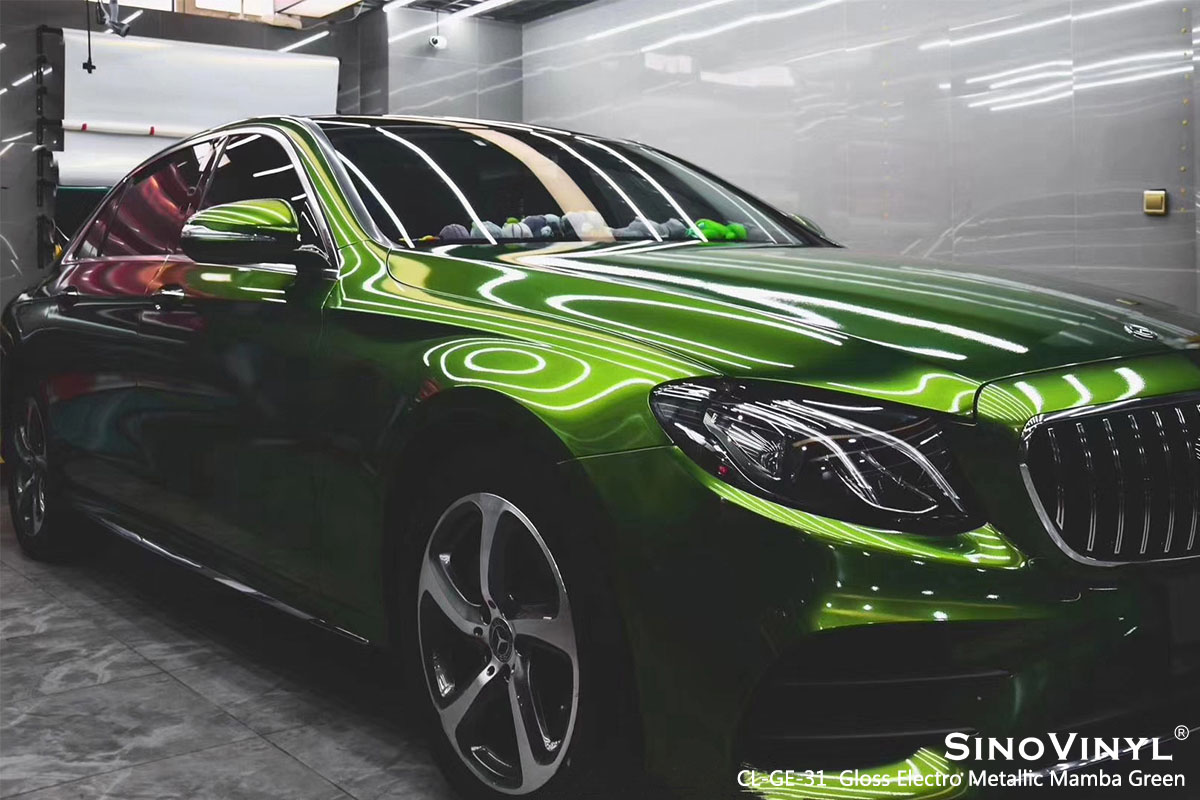CL-GE-31 Gloss Electro Metallic Mamba Green car wrap vinyl for Benz