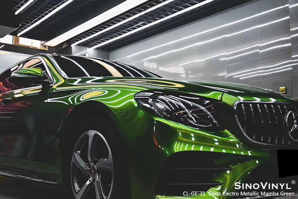 CL-GE-31 Gloss Electro Metallic Mamba Green car wrap vinyl for Benz